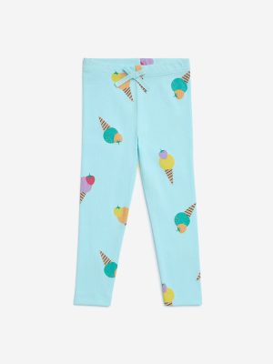 HOP Kids Aqua Ice Cream Detailed Cotton-Blend Leggings