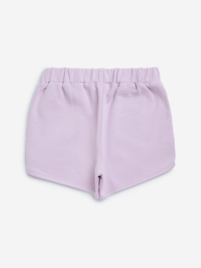 HOP Kids Lilac Heart Design Mid-Rise Cotton Shorts - Image 6