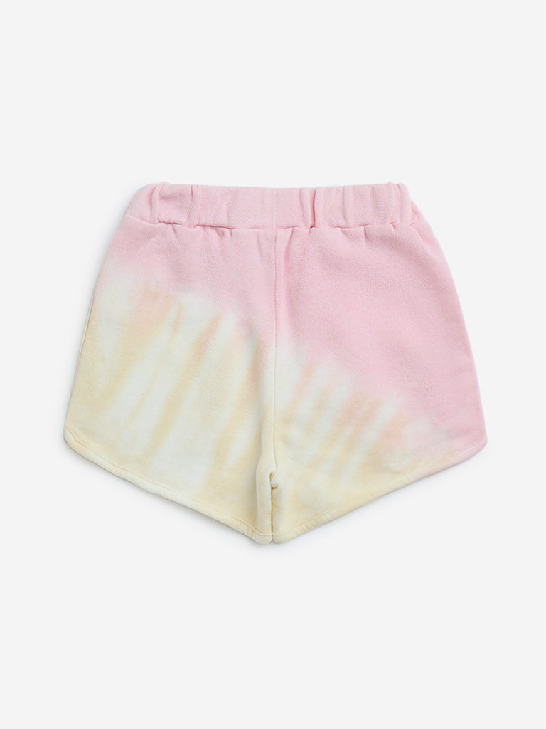 HOP Kids Multicolour Tie-Dye Printed Mid-Rise Cotton Shorts - Image 3