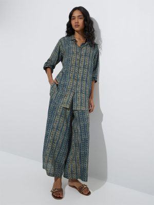 Utsa Indigo Foliage Pattern Kurti