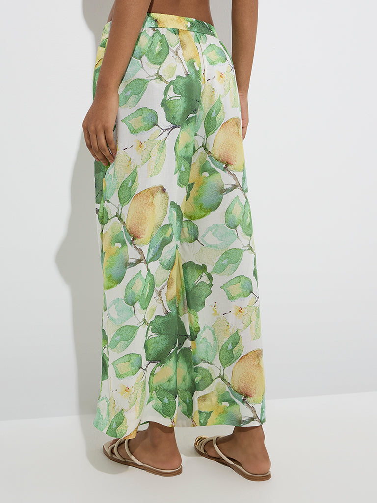 Utsa Lime Botanical Design Ethnic Pants - Image 4