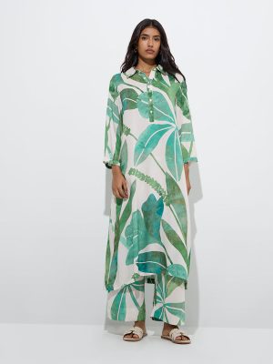 Utsa Green Botanical-Inspired Palazzos