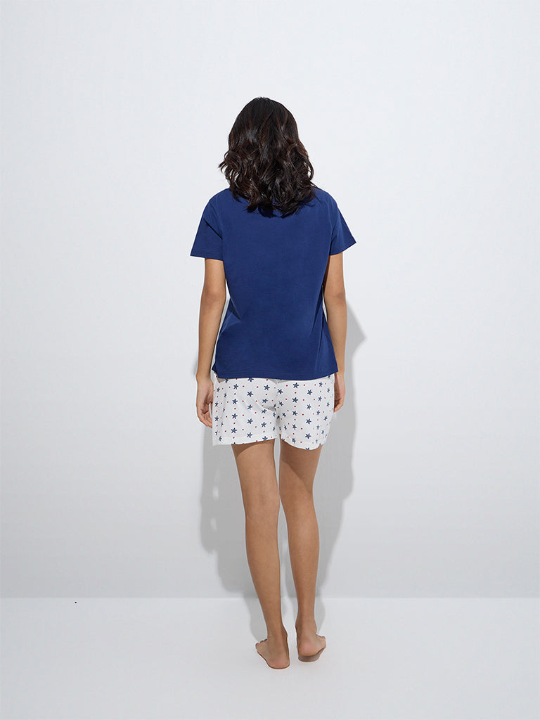Wunderlove White Printed High-Rise Cotton Shorts - Image 4