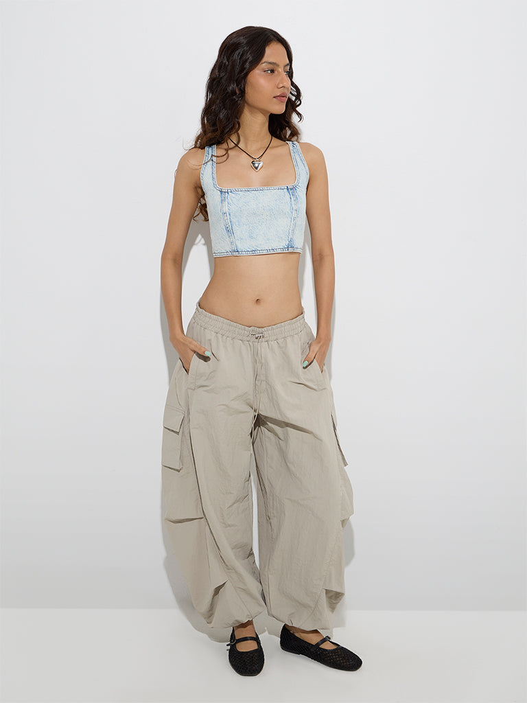 Nuon Light Blue Denim Crop Top - Image 2