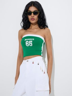 Nuon Jade Green Text Design Tube Top