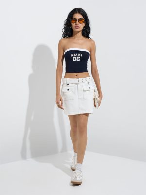 Nuon Navy Text Design Tube Top