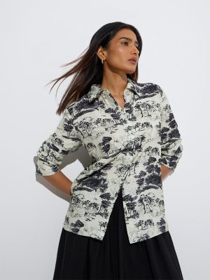 Wardrobe Black Nature-Inspired Shirt