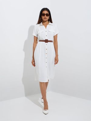 Wardrobe White Shirt Dress with Belt