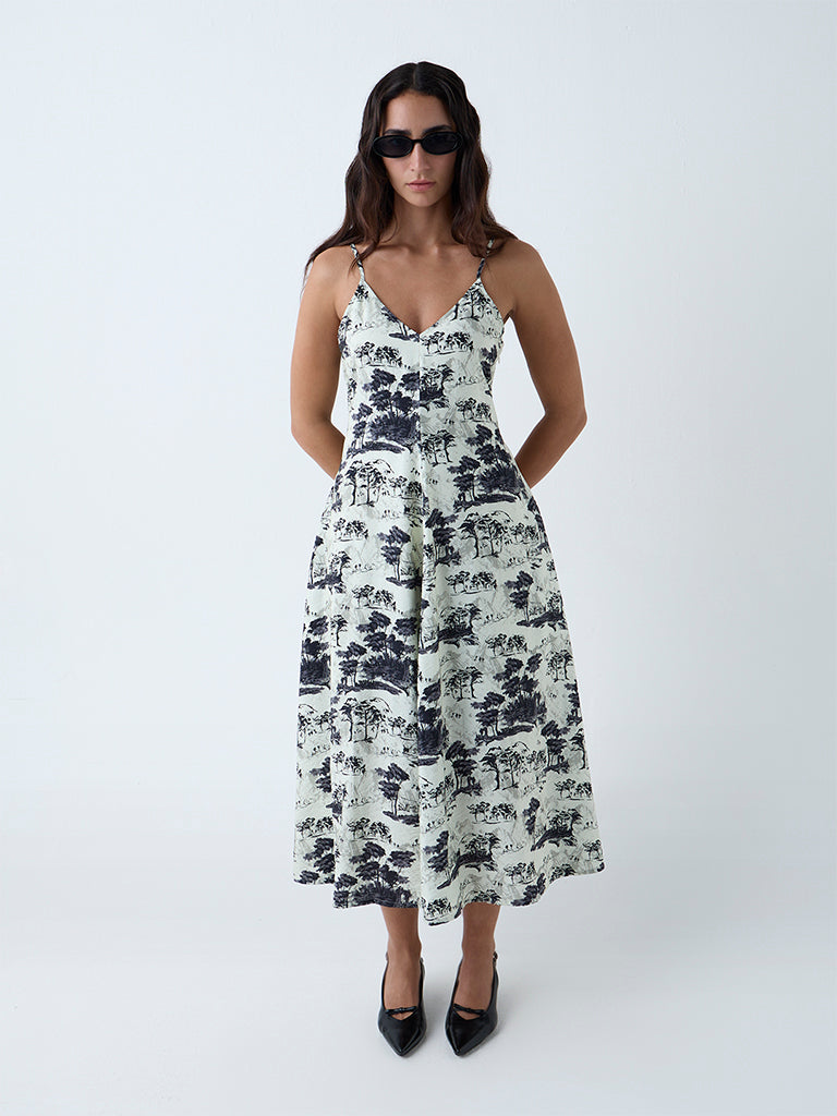 Wardrobe Black Nature-Inspired A-Line Dress