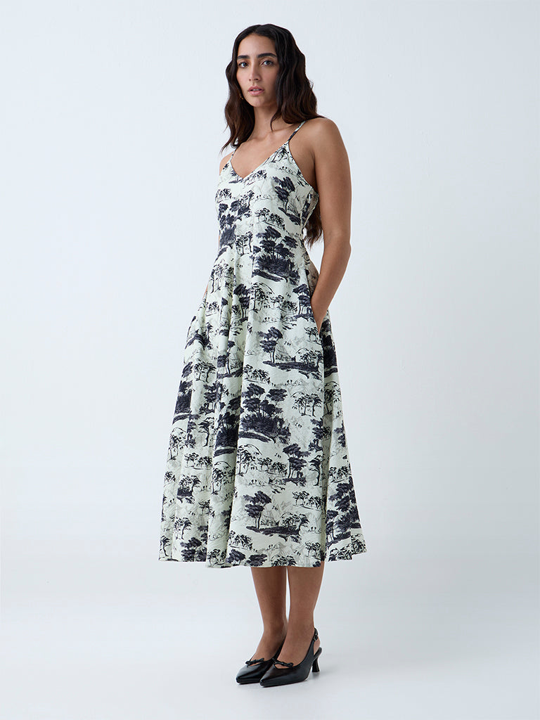 Wardrobe Black Nature-Inspired A-Line Dress - Image 2