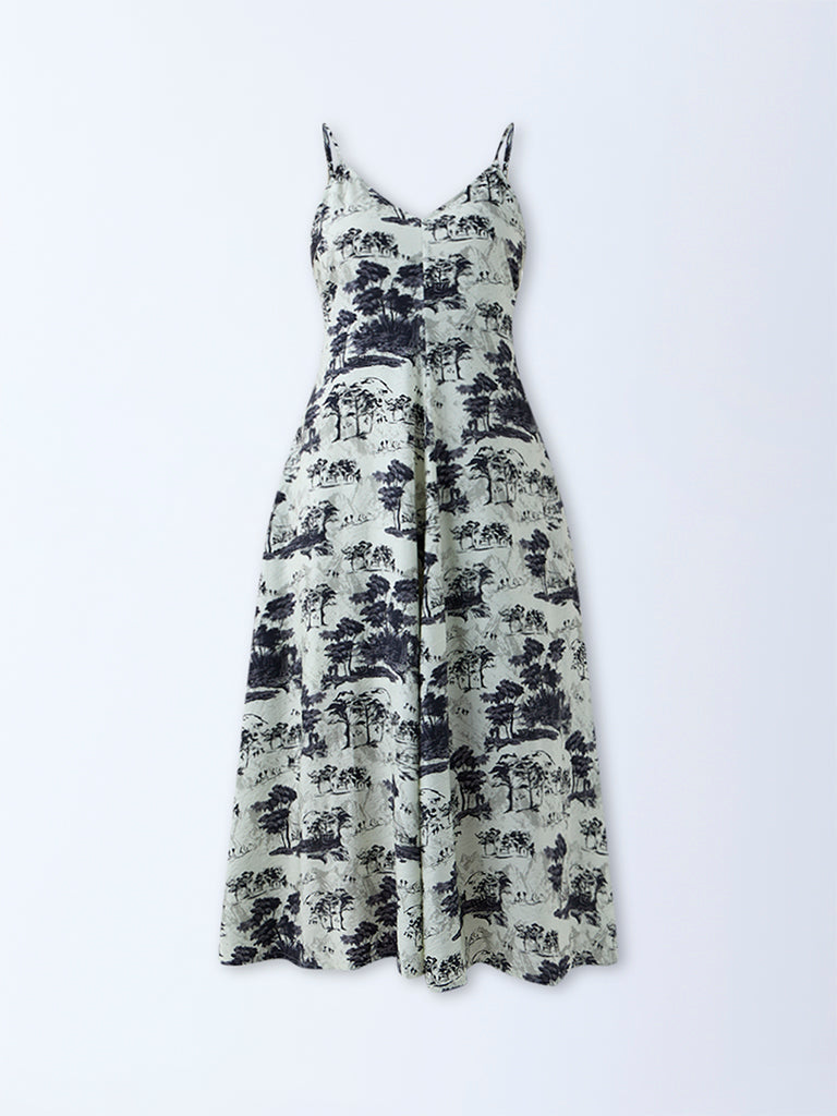 Wardrobe Black Nature-Inspired A-Line Dress - Image 5