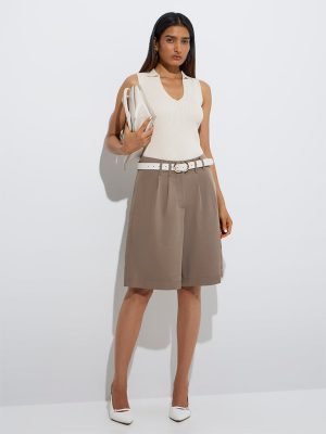 Wardrobe Taupe High-Rise Shorts