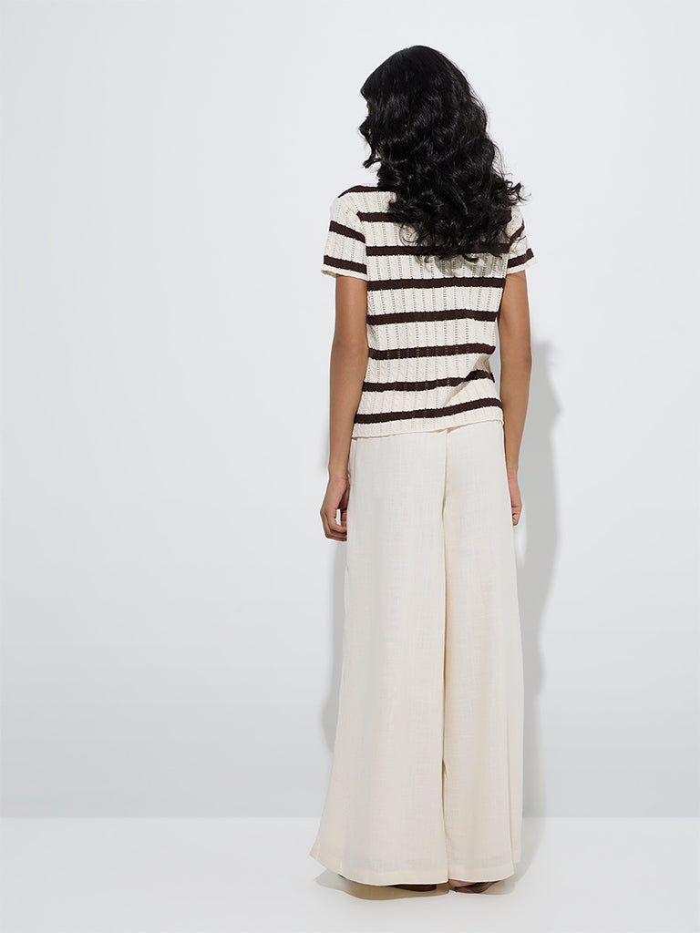 LOV Off-White Knitted Cotton-Blend Top - Image 5