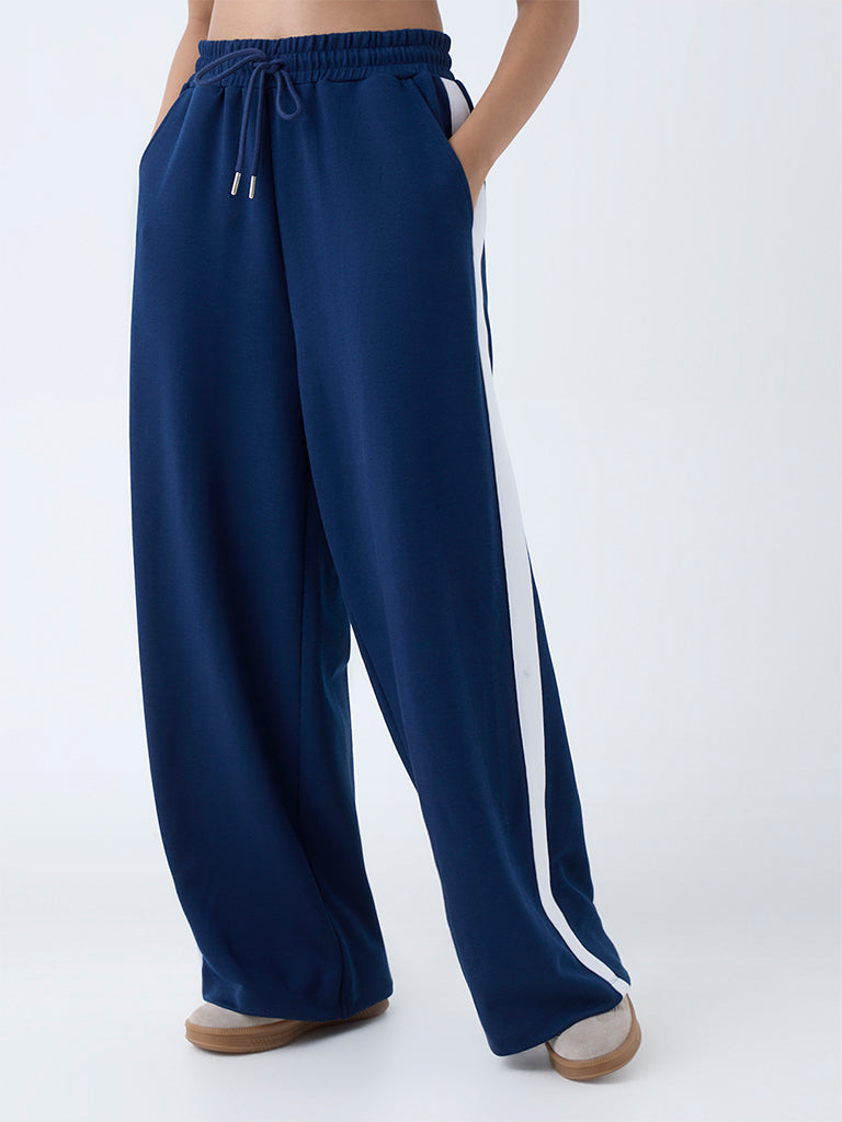 LOV Navy Stripe High-Rise Track Pants - Image 2