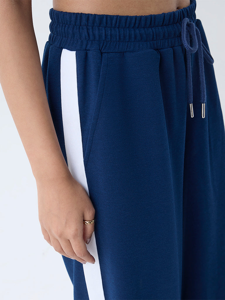 LOV Navy Stripe High-Rise Track Pants - Image 3