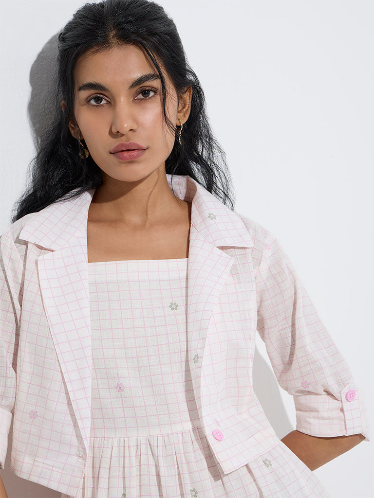 Bombay Paisley Light Pink Cotton Tiered Dress with Jacket - Image 3