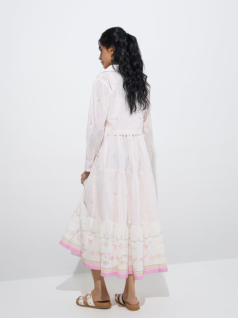 Bombay Paisley Light Pink Cotton Tiered Dress with Jacket - Image 4