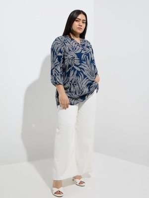 Diza Teal Foliage Printed Kurti