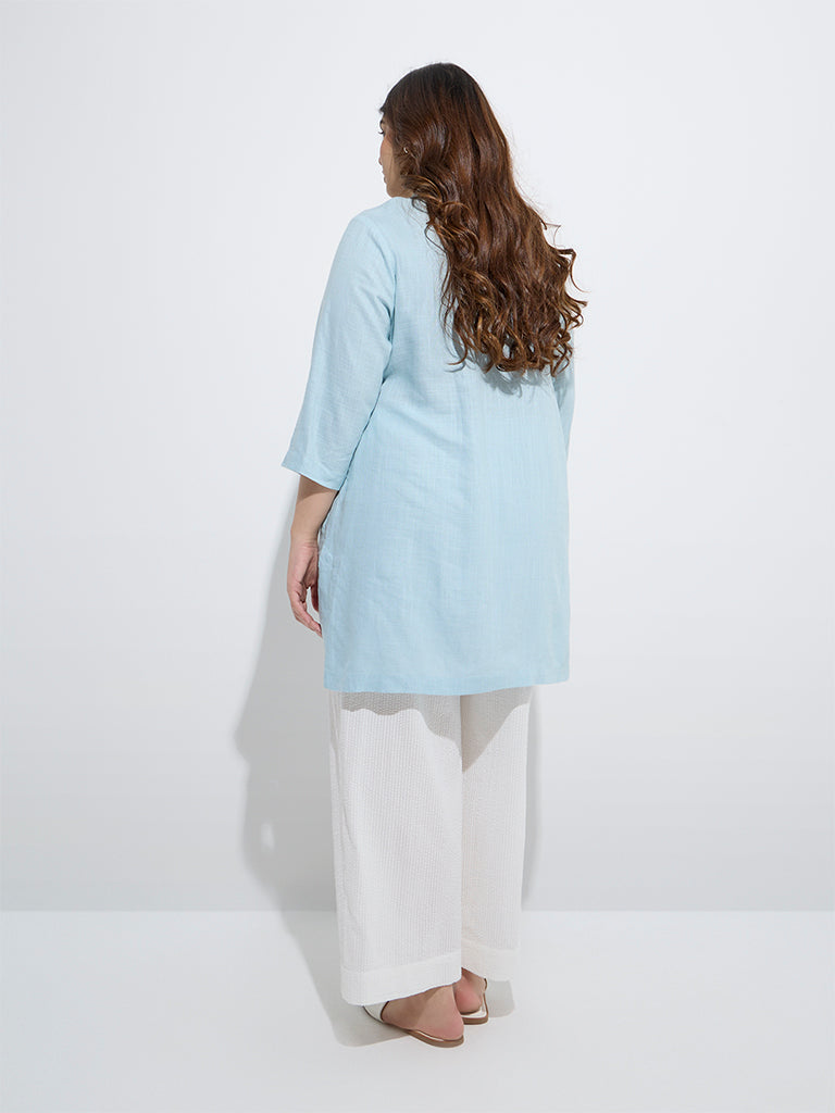 Diza Aqua Embroidered High-Low Tunic - Image 4