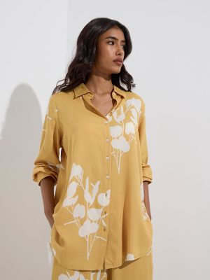 Utsa Mustard Floral Patterned Tunic