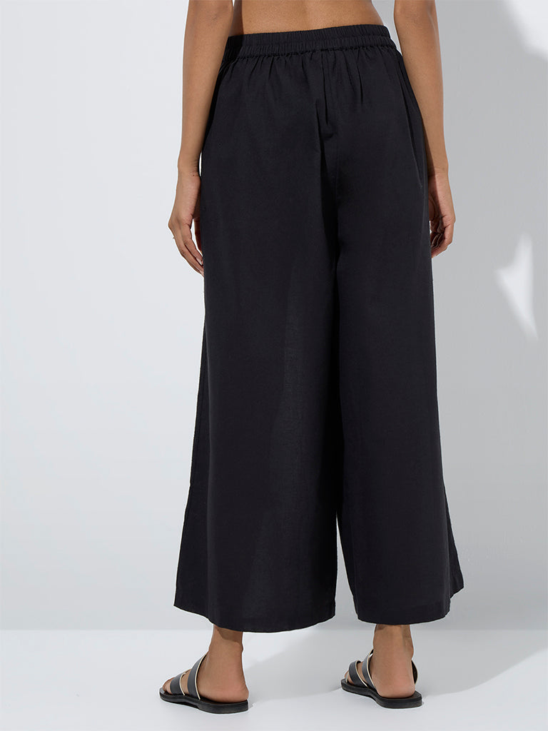 Utsa Black Solid Cotton-Blend Ethnic Pants - Image 4