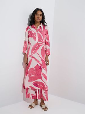 Utsa Pink Foliage Design Palazzos