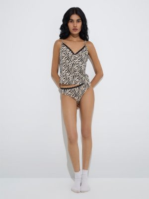 Superstar Beige Animal Cotton-Blend Camisoles - Pack of 2