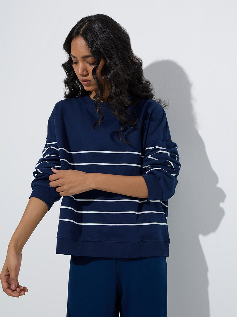 LOV Navy Striped Cotton Sweatshirt - Image 3