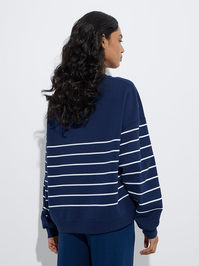LOV Navy Striped Cotton Sweatshirt - Image 5