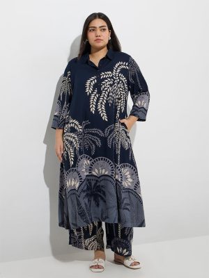 Diza Navy Tropical-Inspired Ethnic Pants