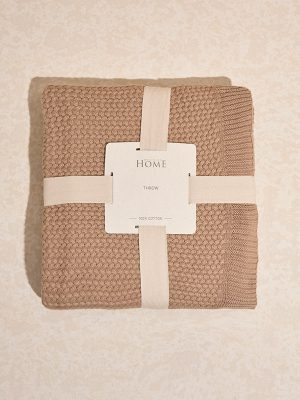Westside Home Brown Knit Textured Single Bed Throw