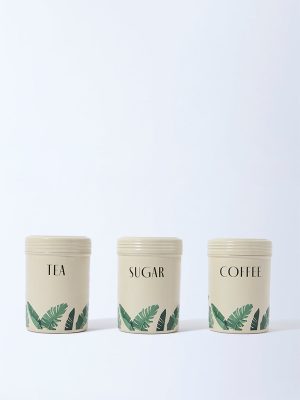 Westside Home Ivory Containers with Lid (Set of 3)