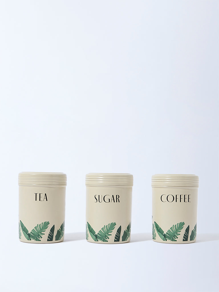 Westside Home Ivory Containers with Lid (Set of 3)