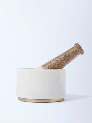 Westside Home White Marble Mortar and Pestle