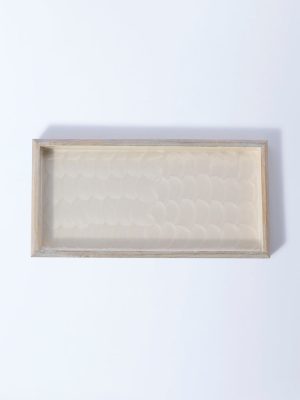 Westside Home Beige Shell-Detailed Wooden Serving Tray