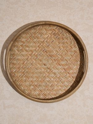 Westside Home Brown Rattan Woven Tray - Small