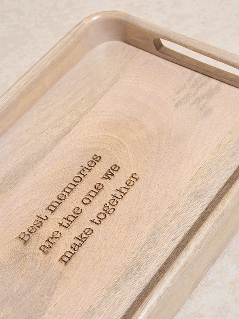 Westside Home Beige Text Design Wooden Serving Tray - Image 3