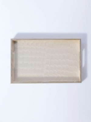 Westside Home Beige Shell-Detailed Enamel Tray