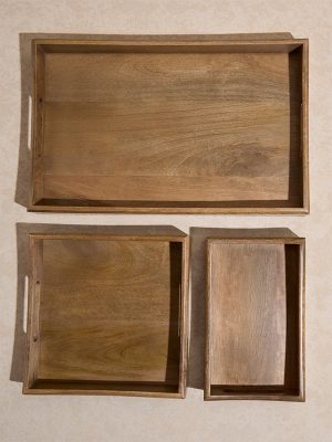 Westside Home Brown Oak Nesting Tray  (Set of 3)