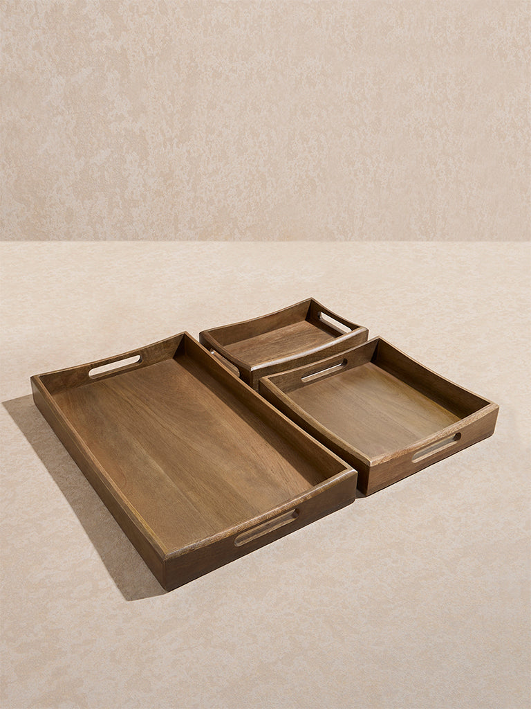Westside Home Brown Oak Nesting Tray (Set of 3) - Image 2