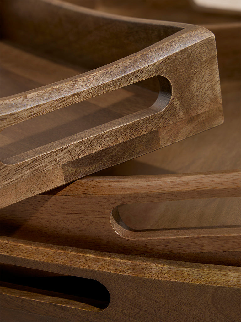 Westside Home Brown Oak Nesting Tray (Set of 3) - Image 3