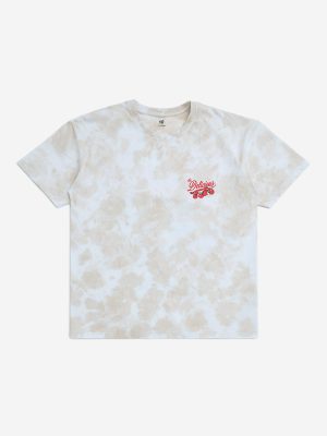 Y&F Kids Beige Tie-Dye Printed Cotton T-Shirt