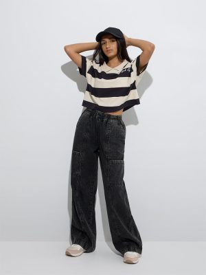 Y&F Kids Black Wide-Leg Mid-Rise Jeans