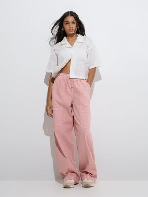 Y&F Kids Pink Wide-Leg Mid-Rise Jeans