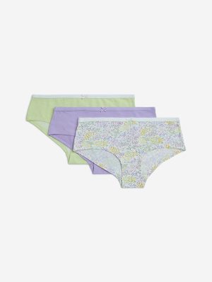 Wunderlove Lime Cotton-Blend Low-Rise Briefs - Pack of 3