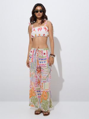 Wunderlove Multicolour High-Rise Cotton Beach Pants