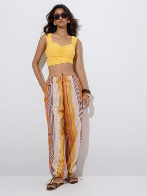 Wunderlove Multicolour High-Rise Cotton Beach Pants