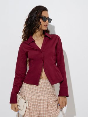 Nuon Wine Solid Cotton-Blend Shirt