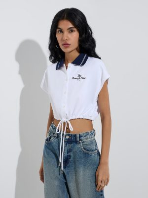 Nuon White Text Design Cotton T-Shirt