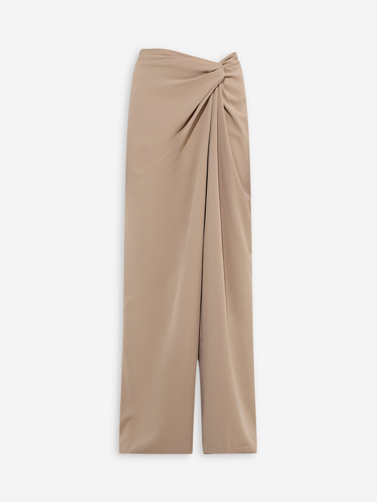 Wardrobe Beige Knot-Detailed High-Rise Trousers - Image 5